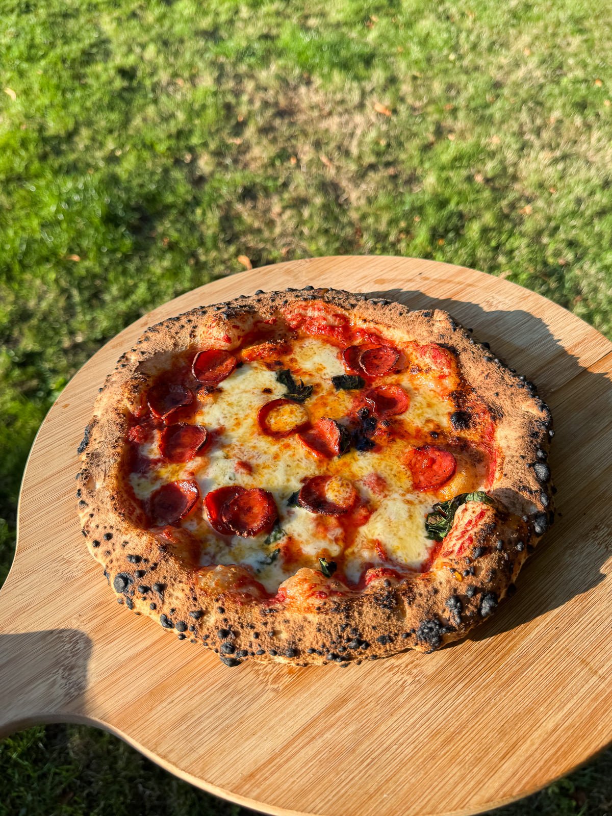 pepperoni pizza made with 2 day dough