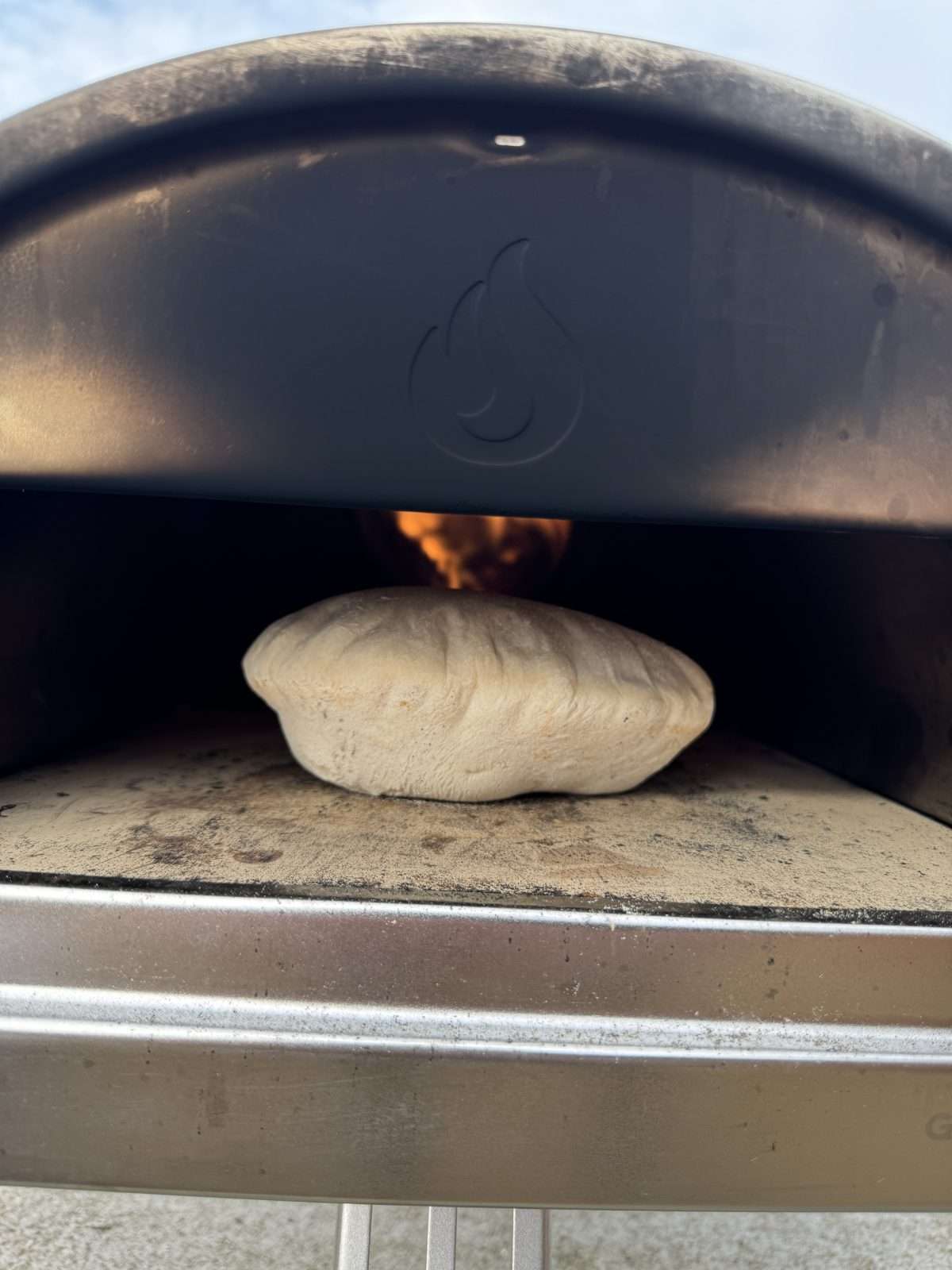 pitta bread puffing up as it cooks