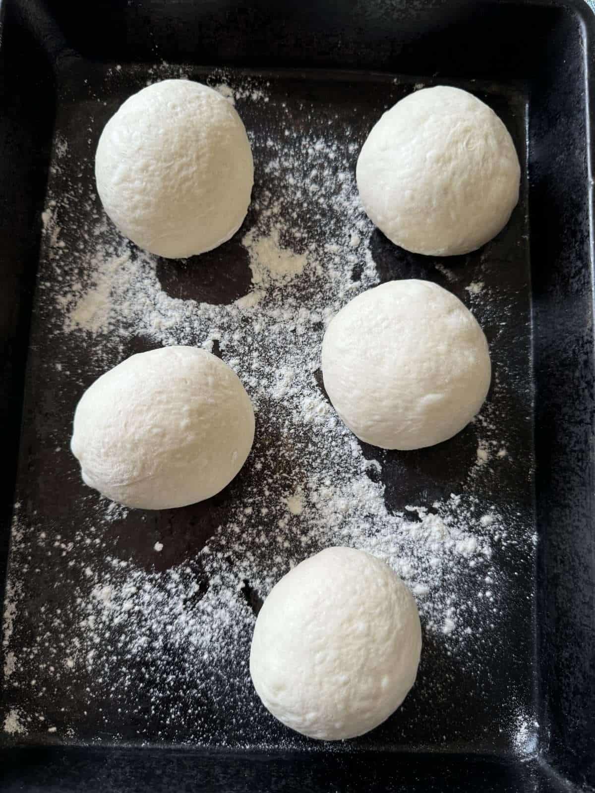 weighed & balled pitta dough