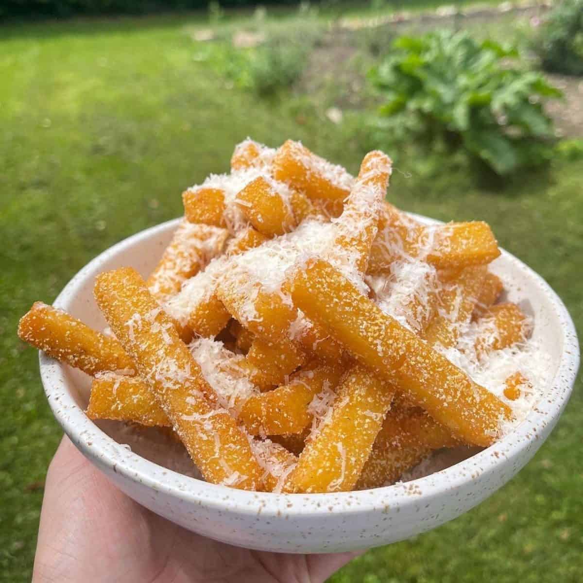 cheese polenta fries taleggio parmesan
