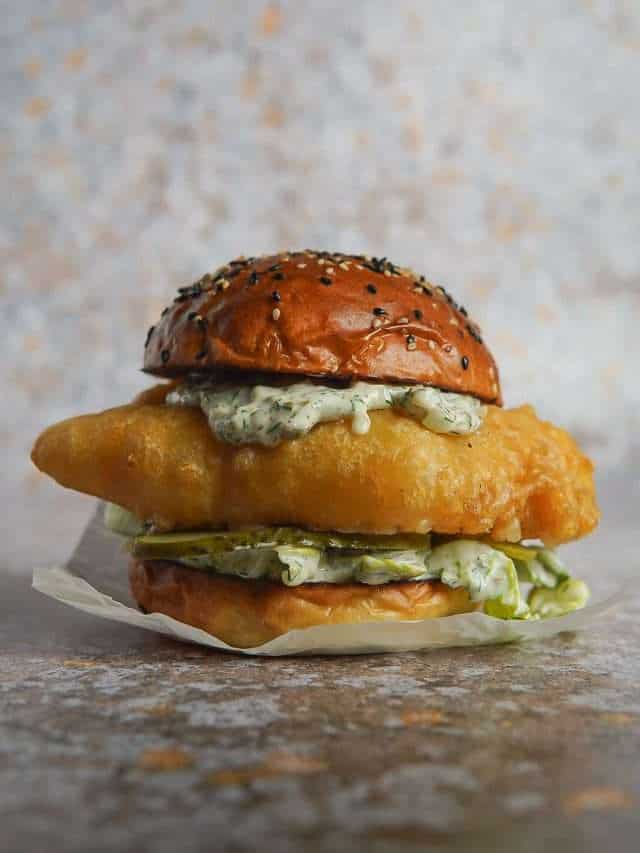 beer battered fish sandwich