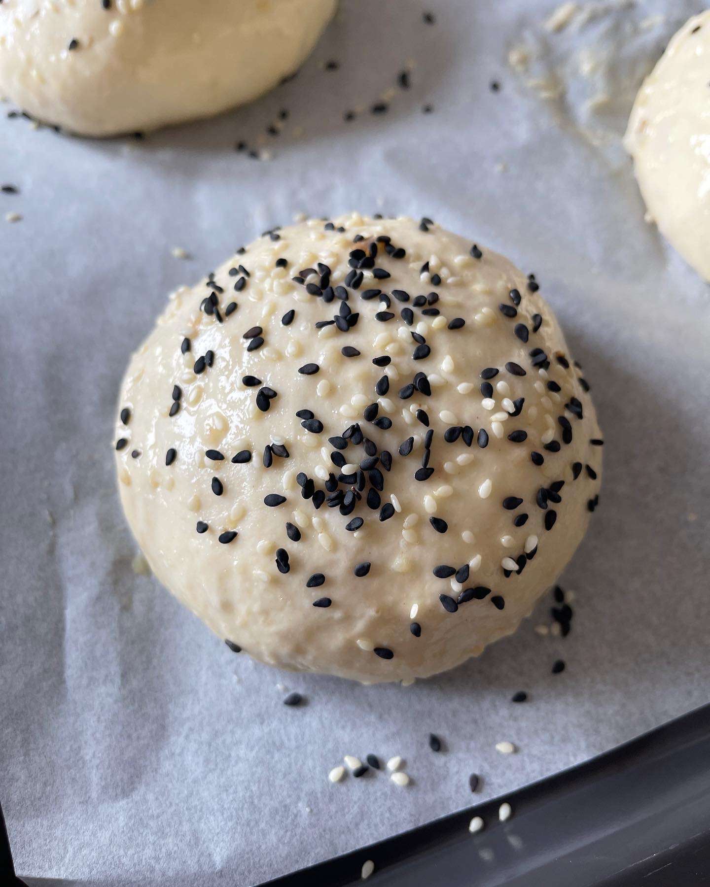 shaped potato burger bun with sesame seeds