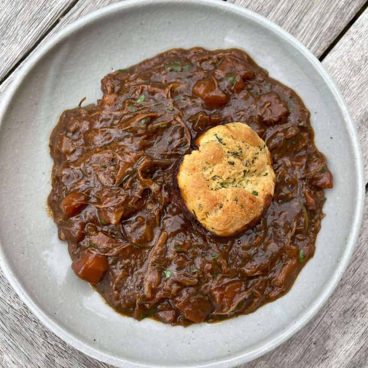 beer braised short rib stew dumplings