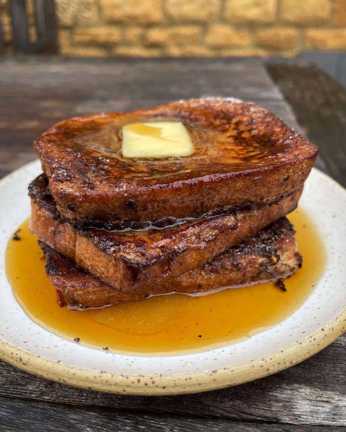 cinnamon french toast stack with maple syrup