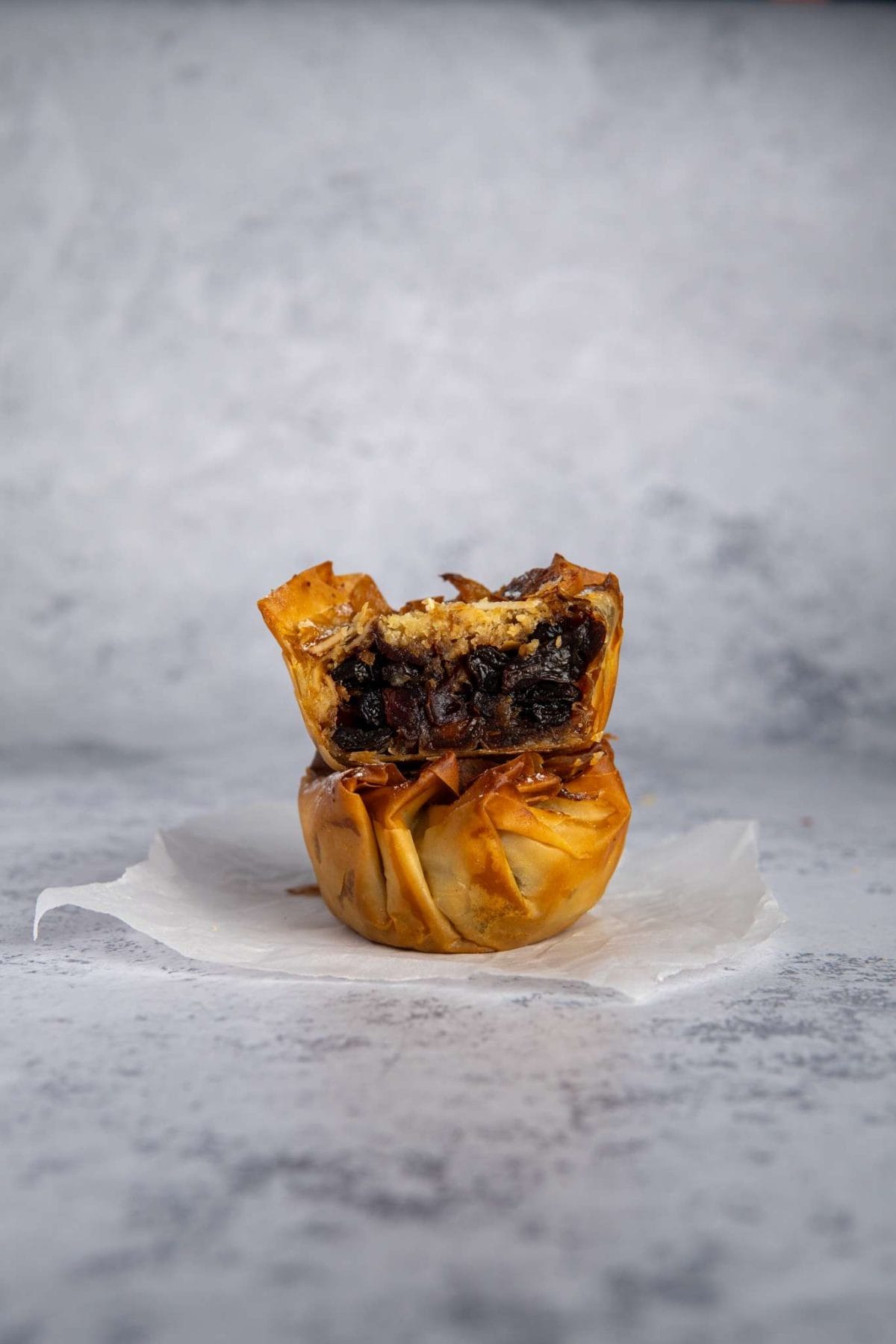 filo mince pies with almond streusel