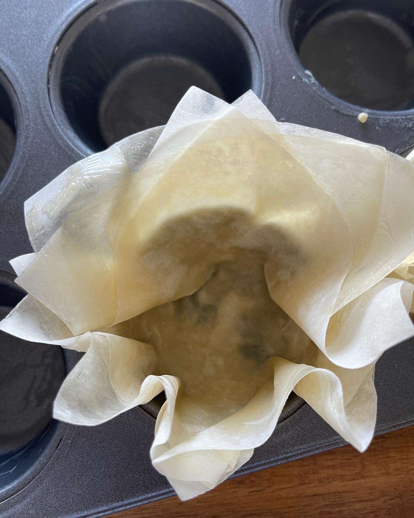 filo pastry lined tin