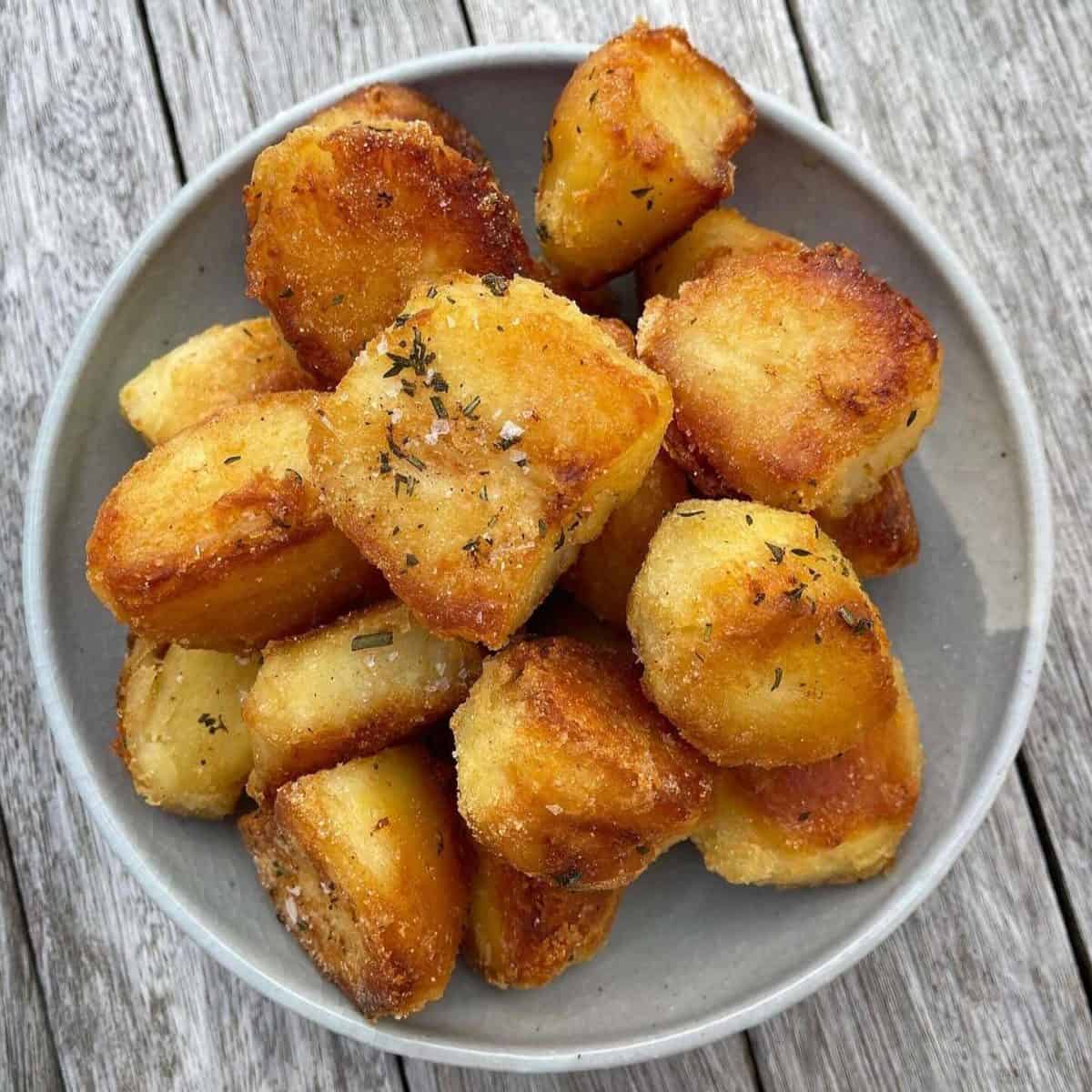 goose fat roast potatoes in bowl