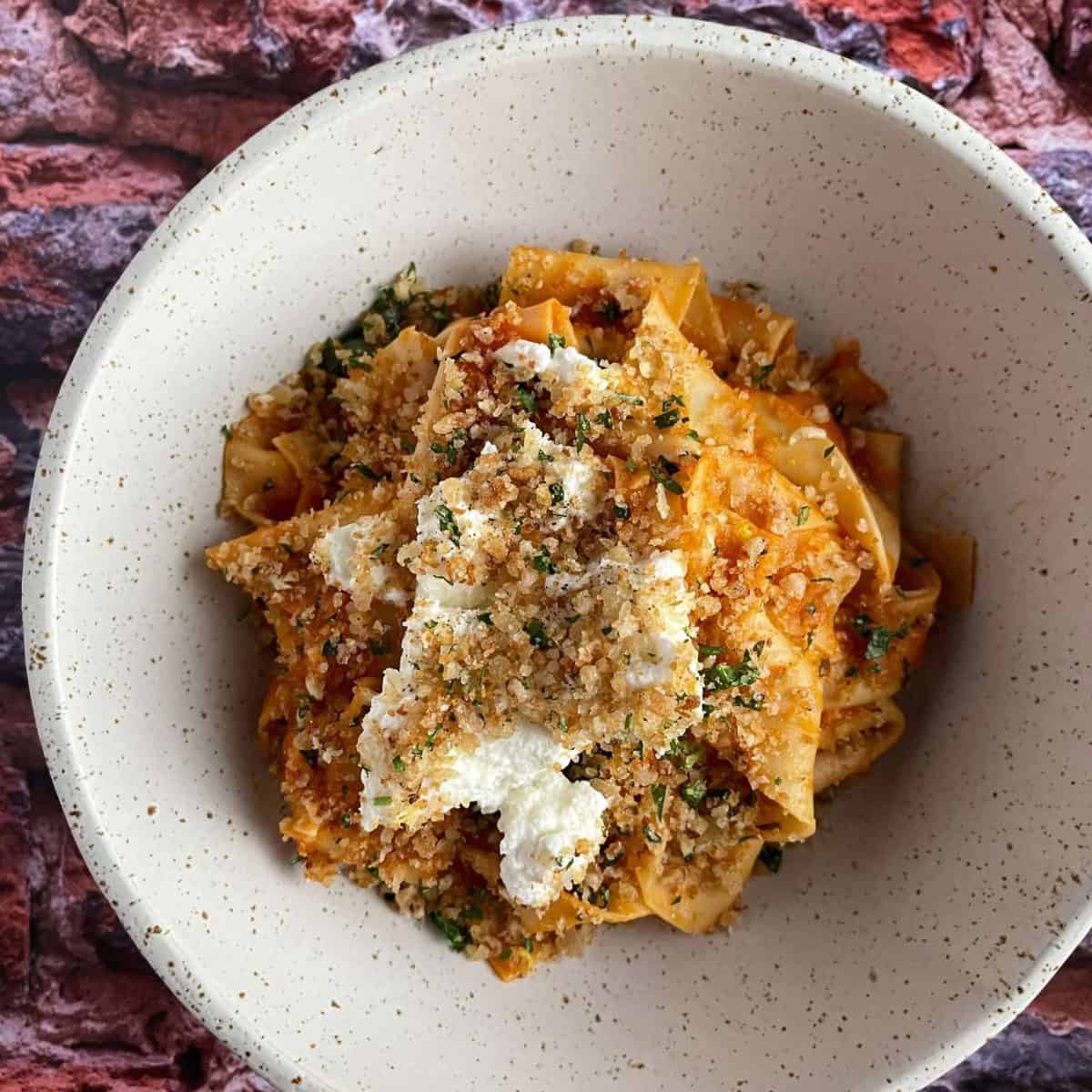 tomato & ricotta pappardelle