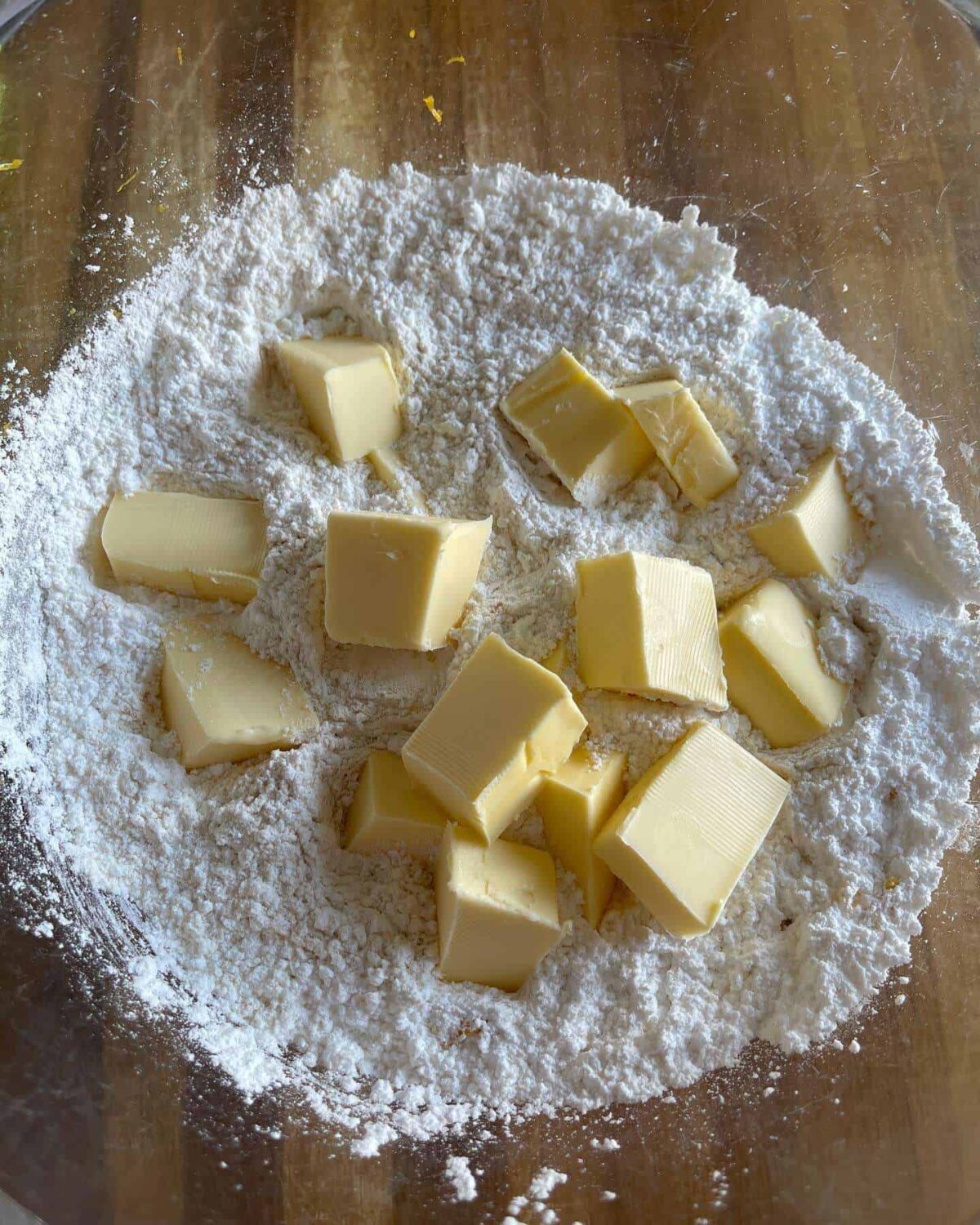 chunks of butter in flour