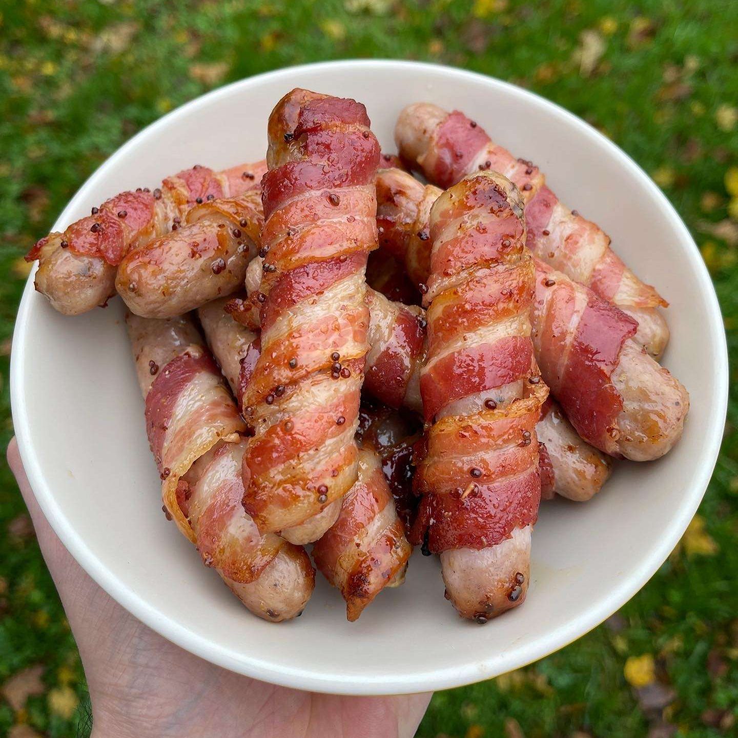 Pigs In Blankets With Honey & Mustard Salt. Butter. Smoke.