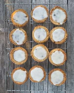 sourdough mince pies with brandy icing