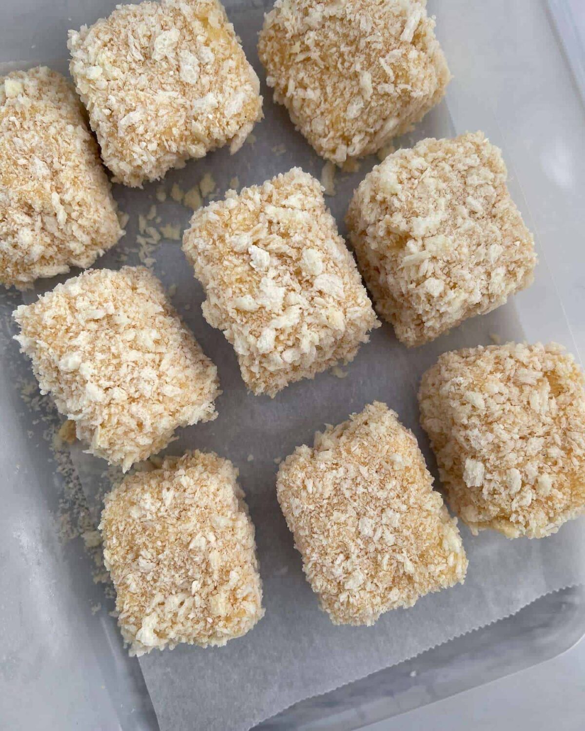 breadcrumbed brie pieces