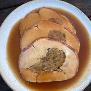 bacon wrapped turkey breast with sage & onion stuffing