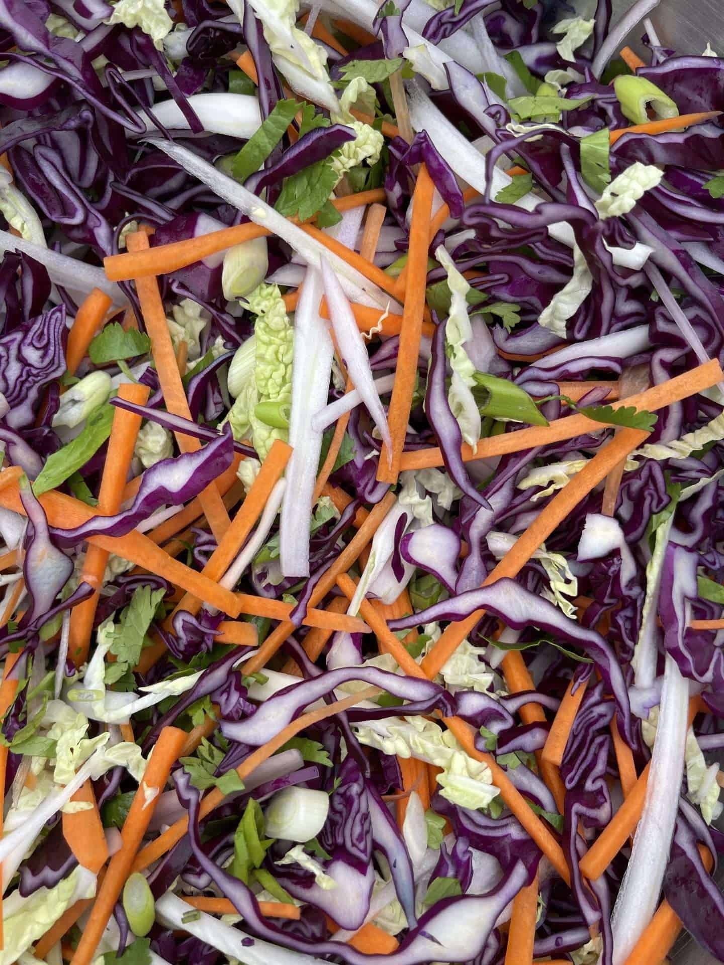 sliced veg for Asian slaw