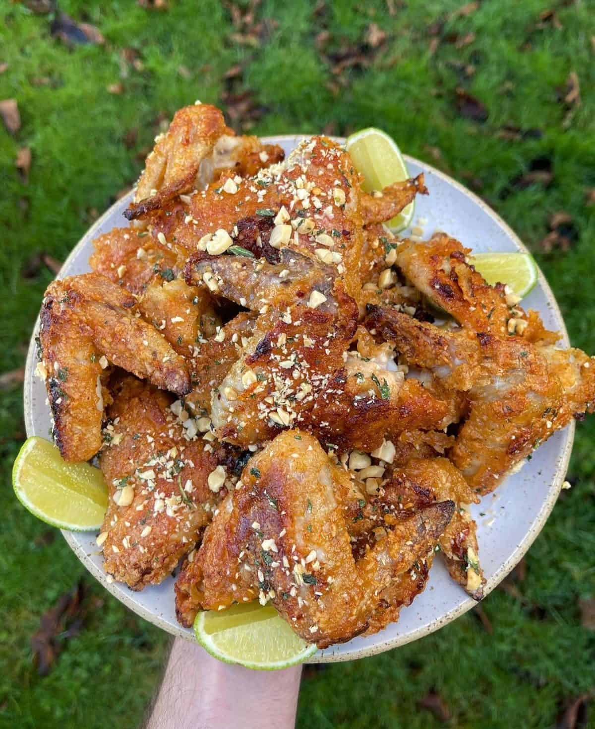 crispy sriracha & peanut chicken wings