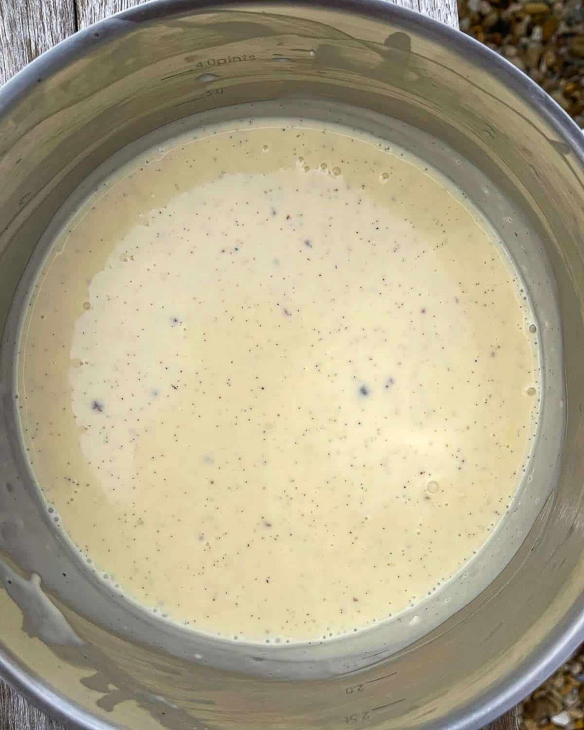 pan of vanilla custard