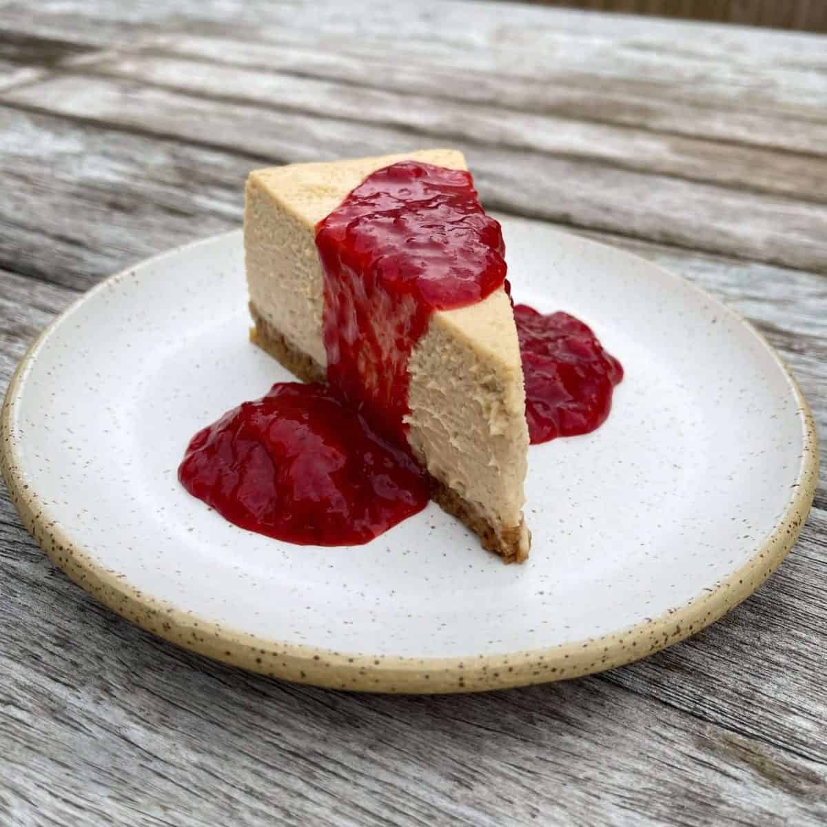 strawberry & vanilla compote served with cheesecake