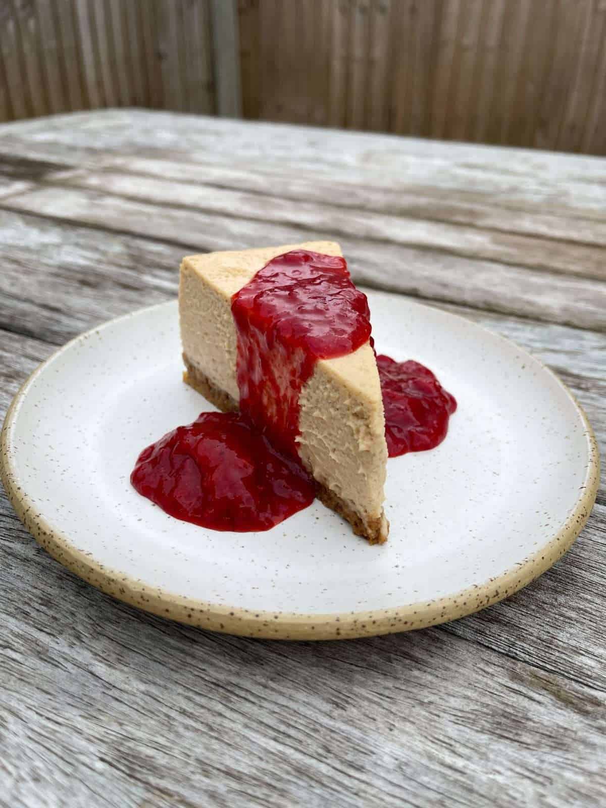 strawberry & vanilla compote served with cheesecake