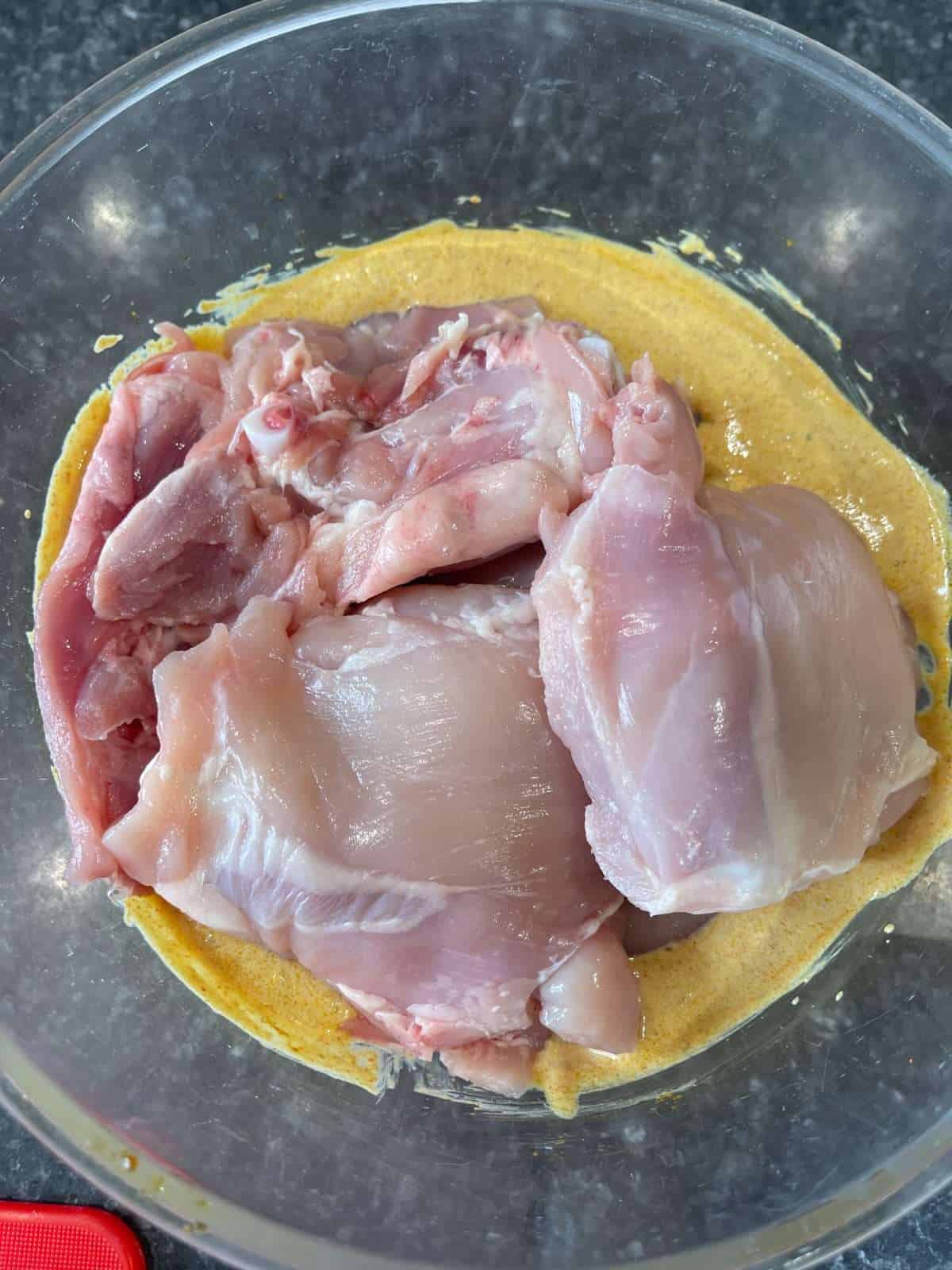 prepped chicken thighs