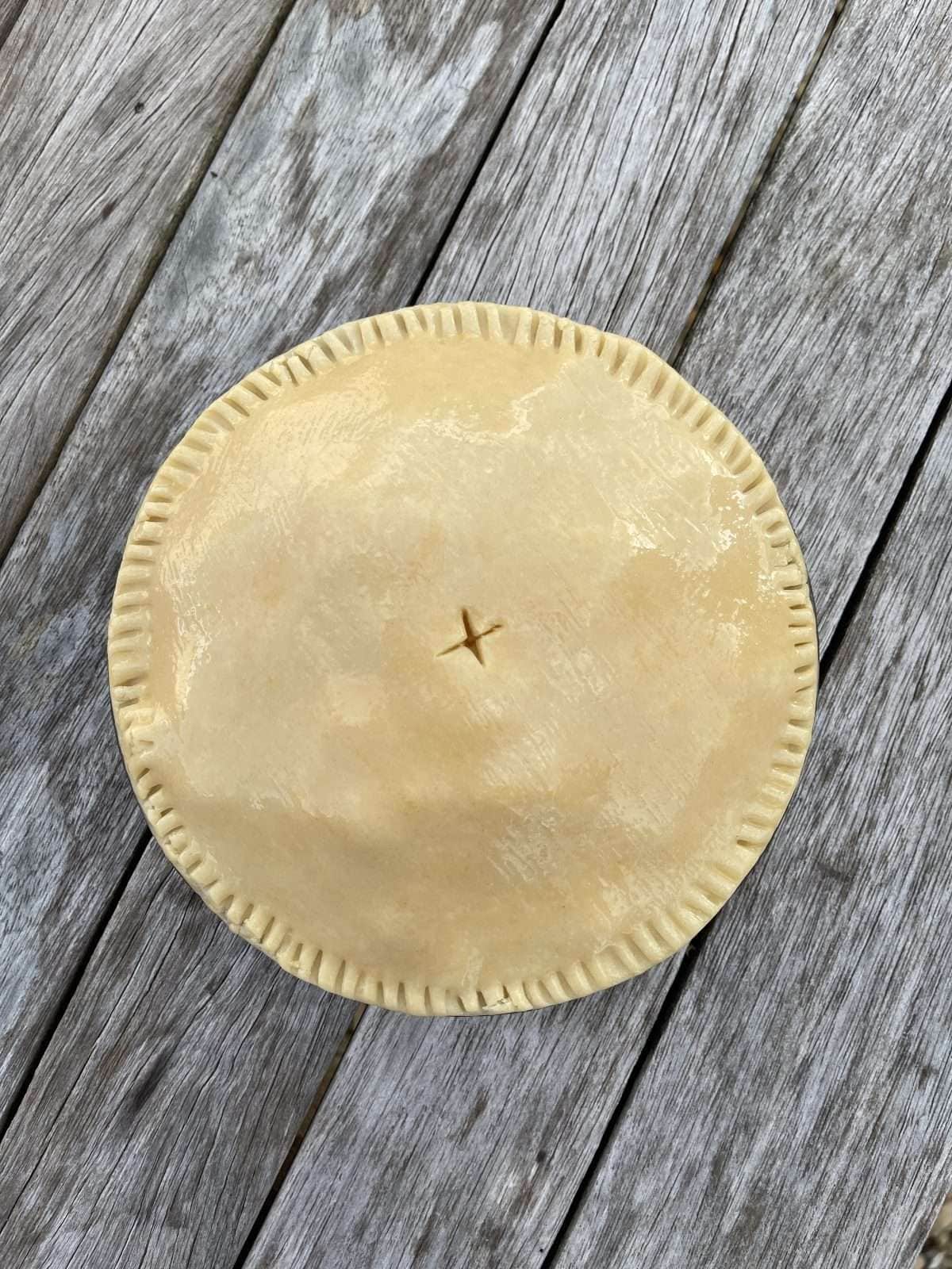 crimped & egg washed pie