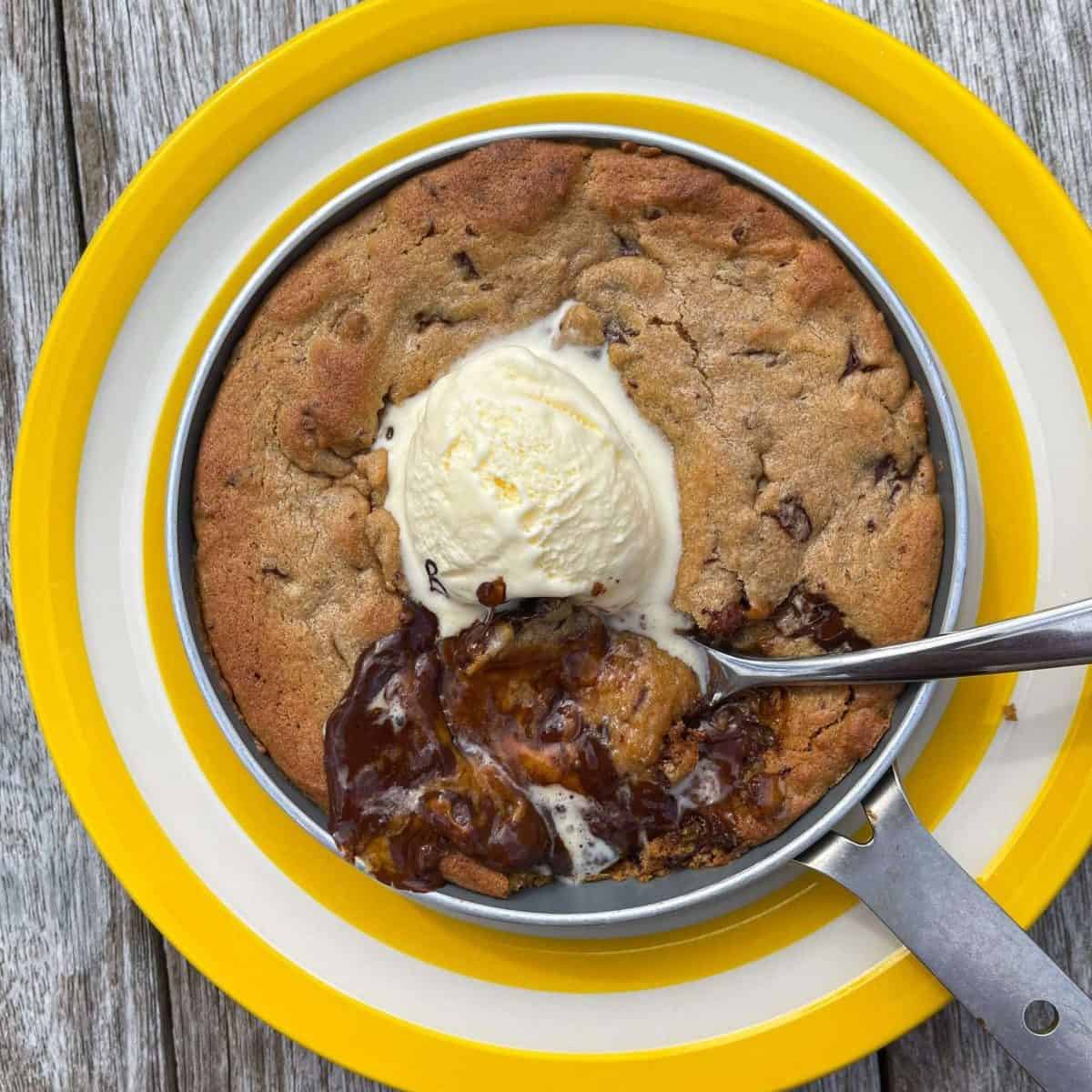peanut butter cookie dough with miso caramel