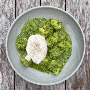 rocket pesto gnocchi with burrata