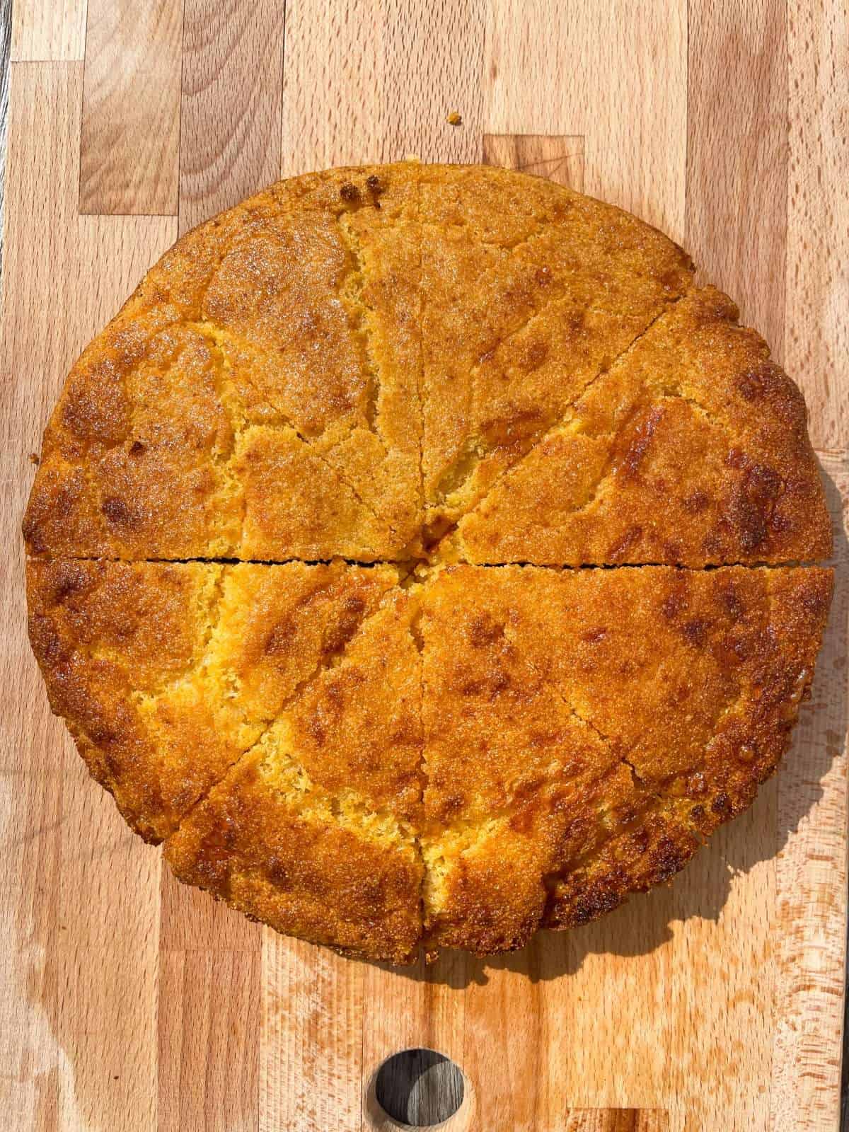 skillet cornbread cut into portions