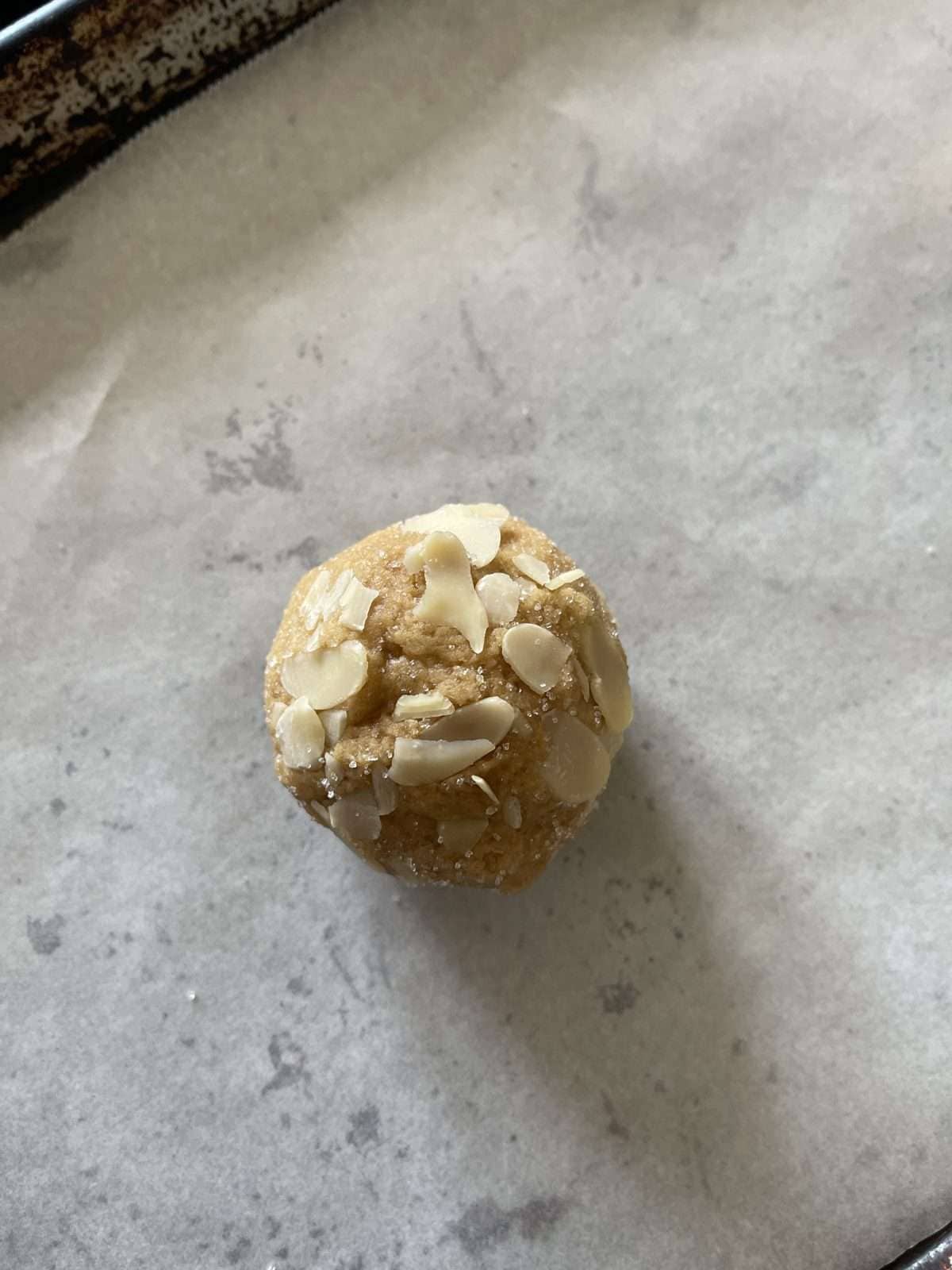 cookie dough rolled in almond sugar