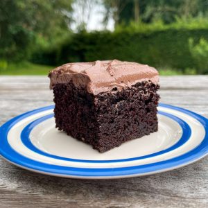 black tahini chocolate sheet cake