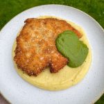 crispy chicken cutlets with parmesan polenta & salsa verde