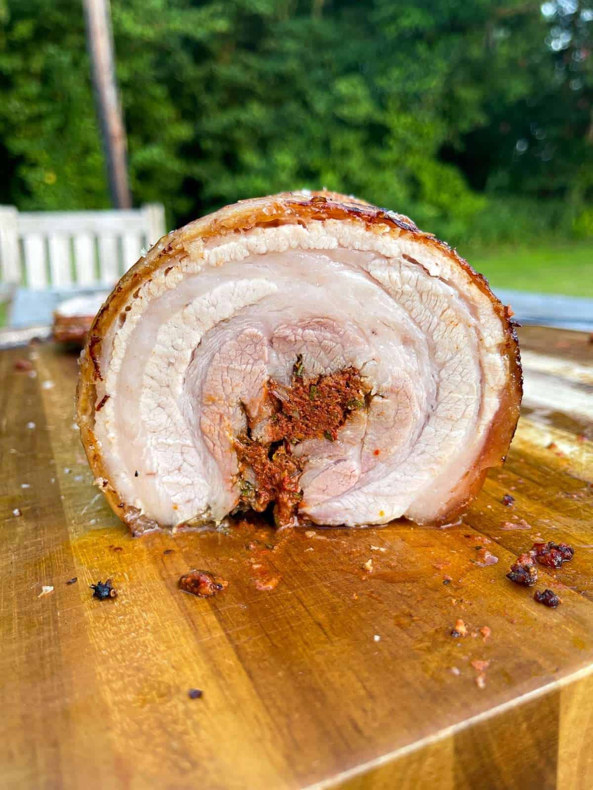 nduja stuffed porchetta