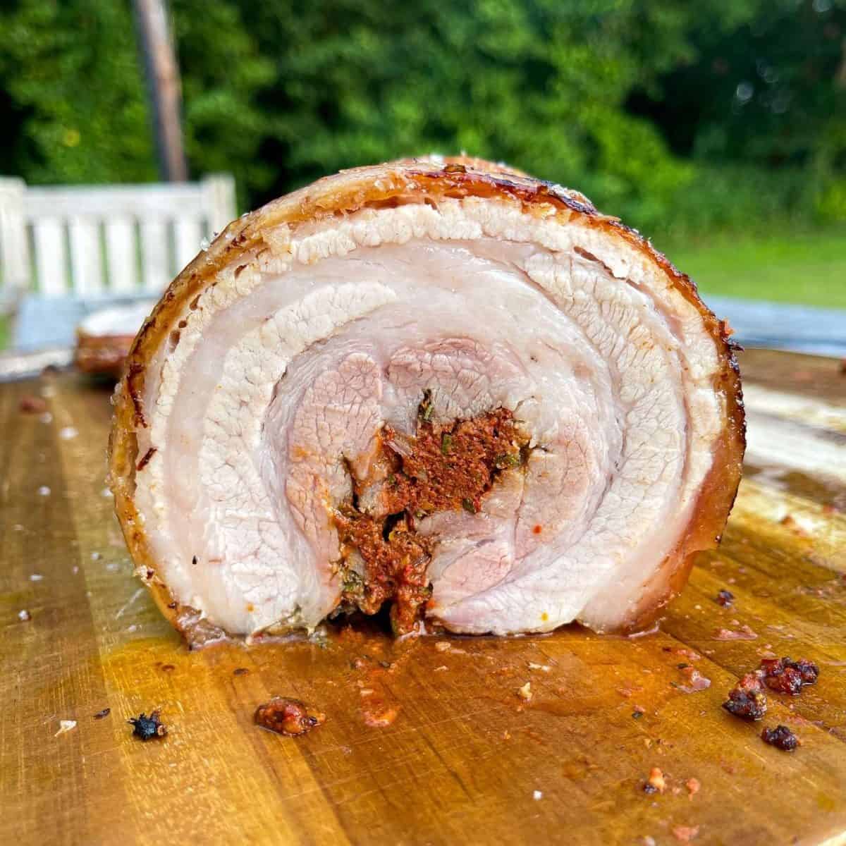 nduja stuffed porchetta
