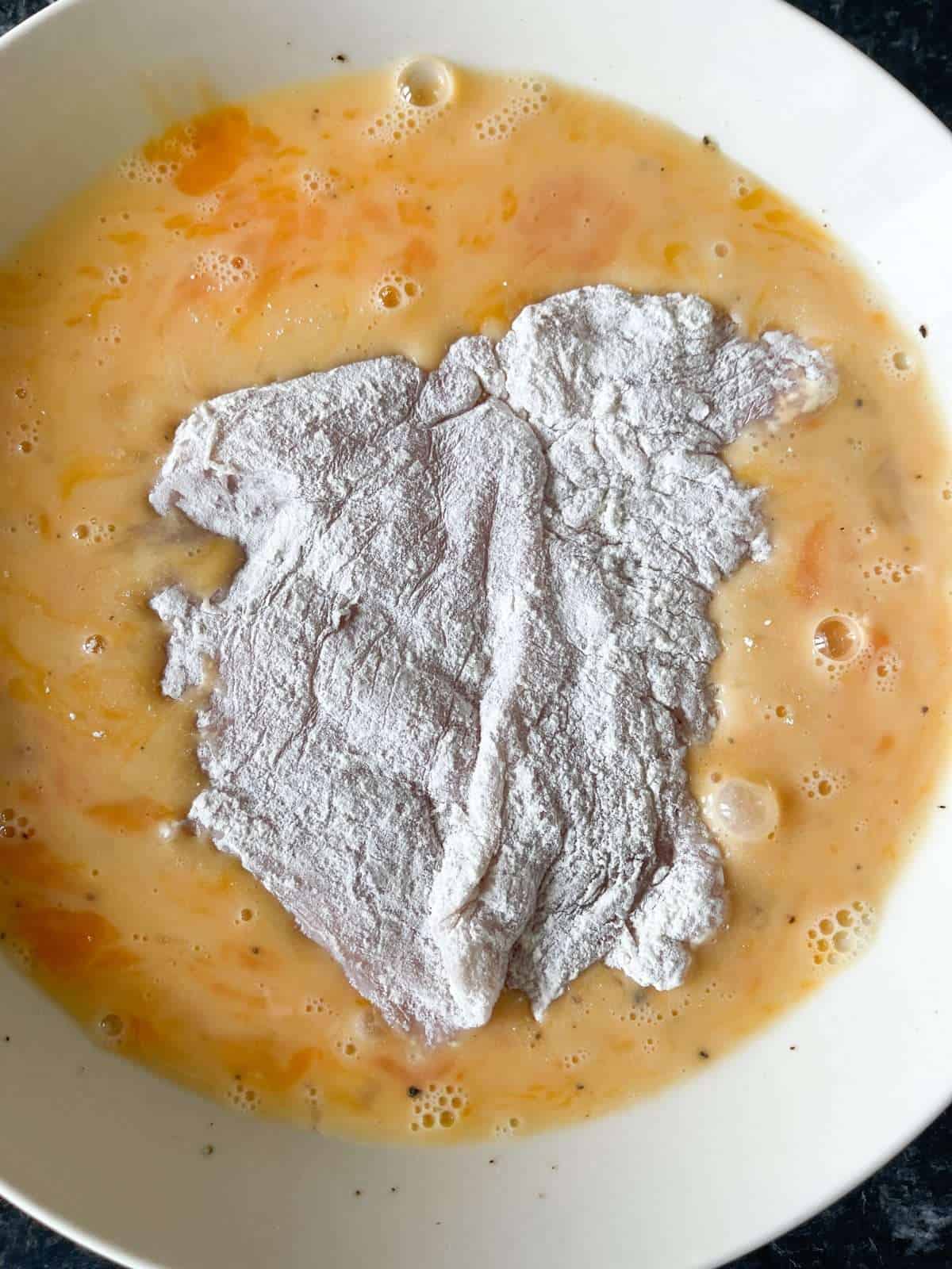 chicken coated in flour & egg