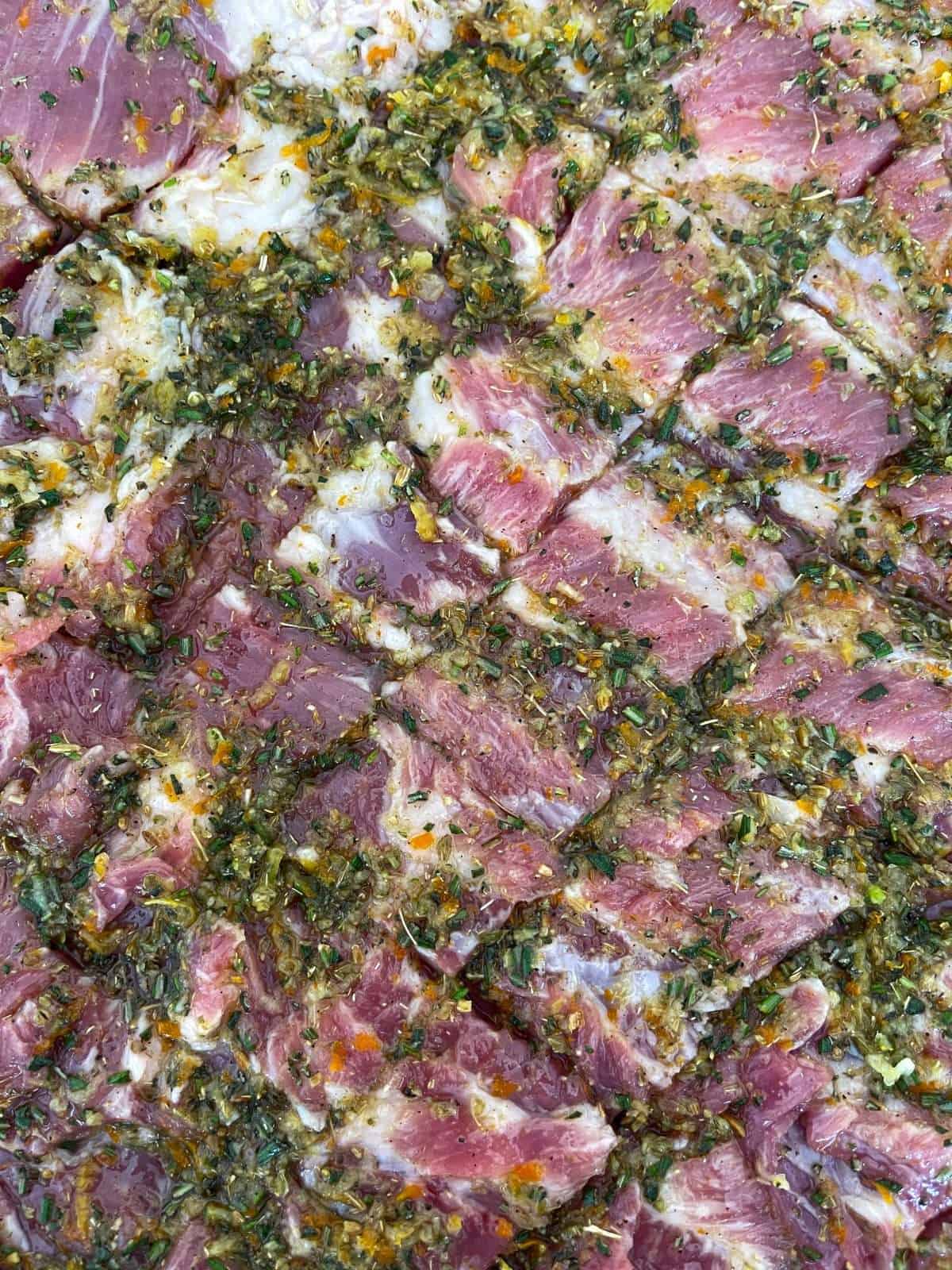 scored & marinated pork belly
