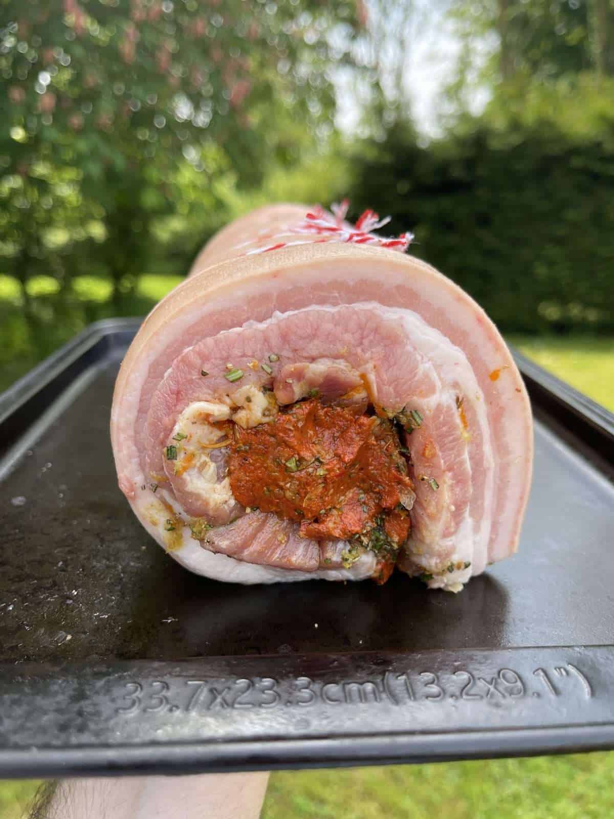 rolled & tied pork belly