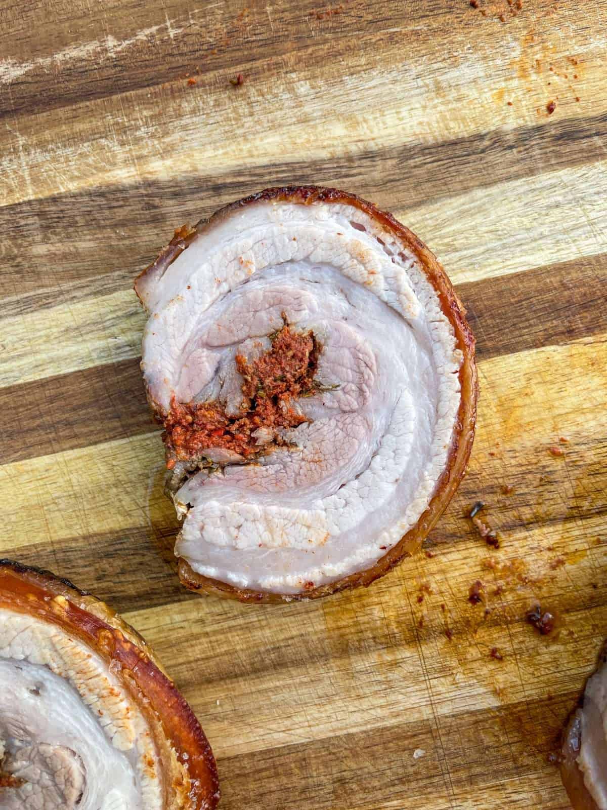 sliced nduja porchetta