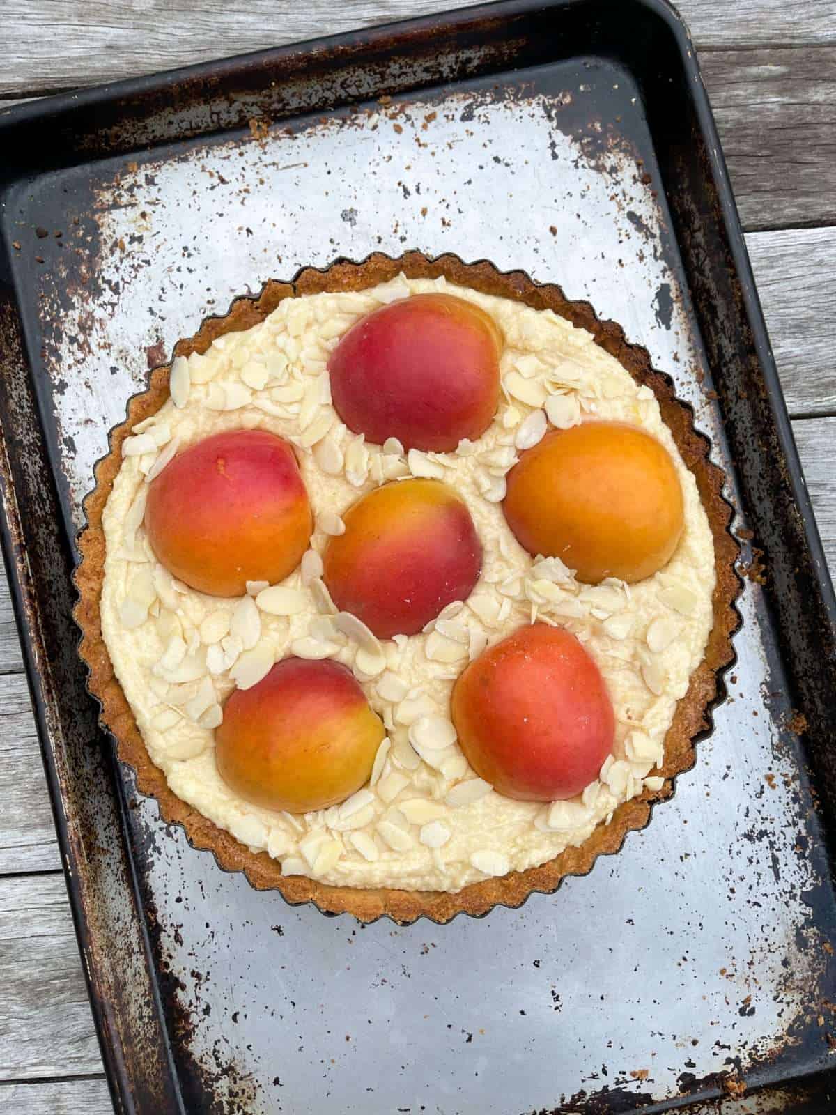 assembled apricot almond tart