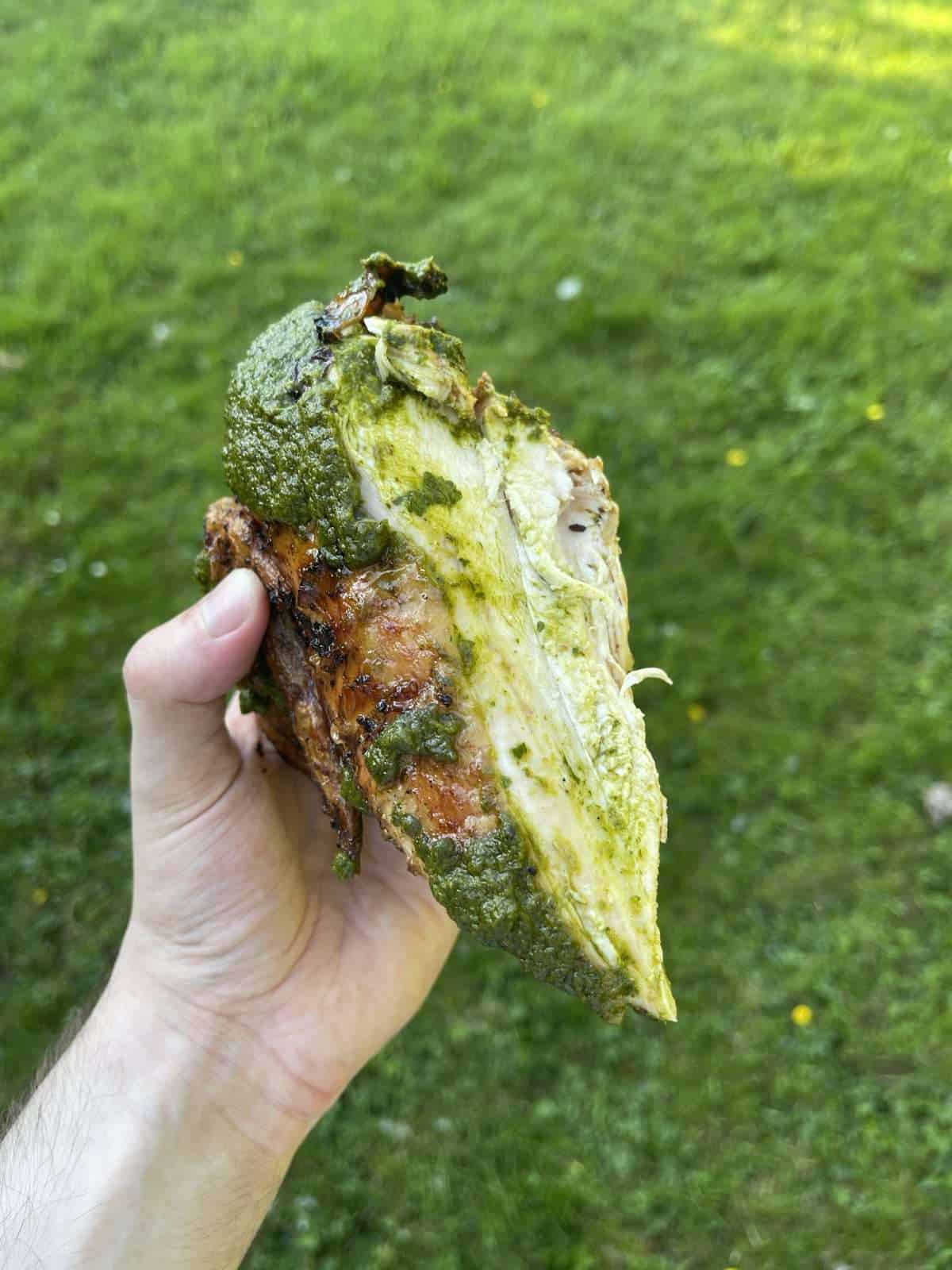 carved spatchcock chicken