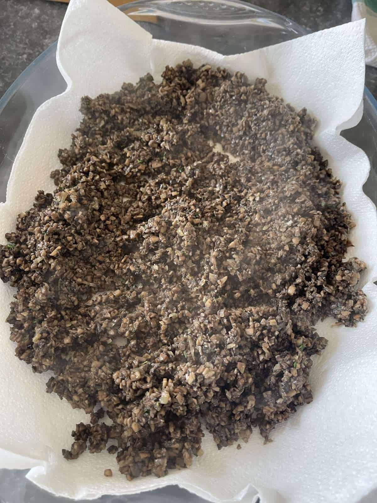 cooked mushroom duxelles