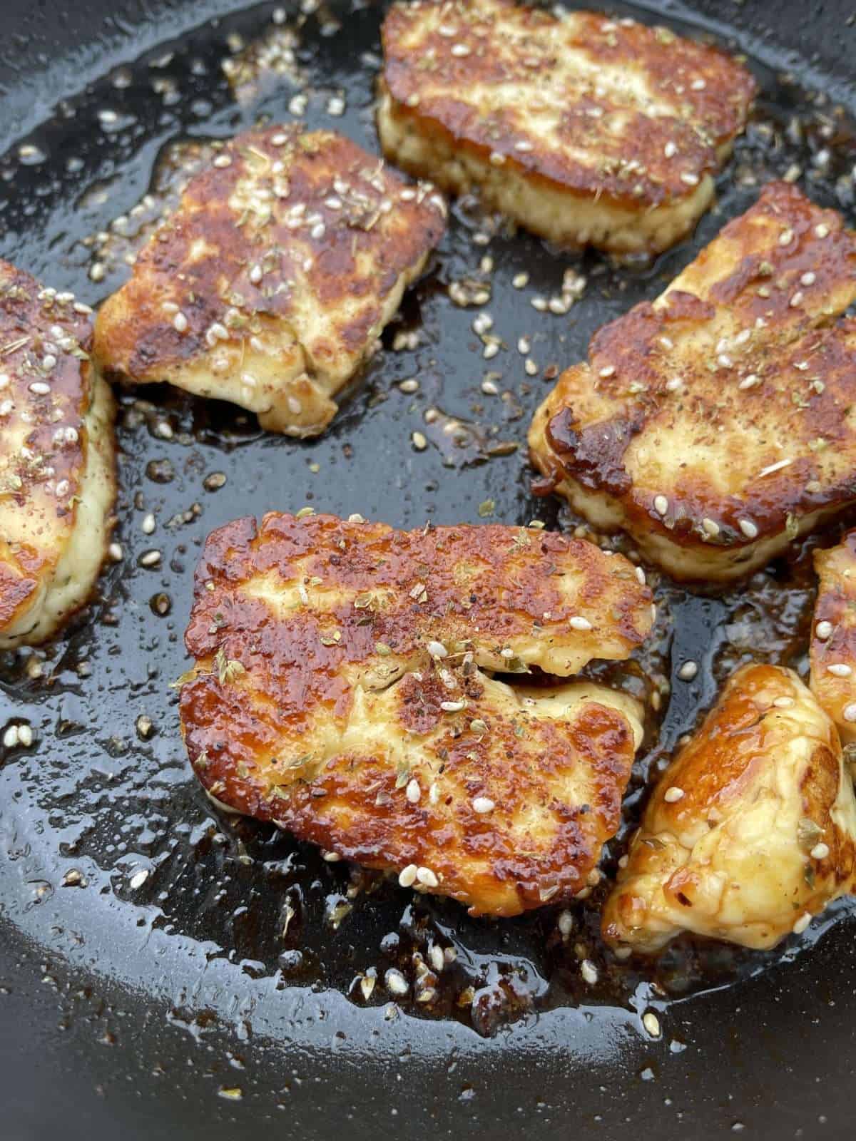 honey glazed za'atar halloumi
