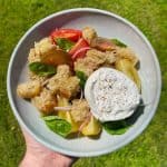 panzanella salad with burrata