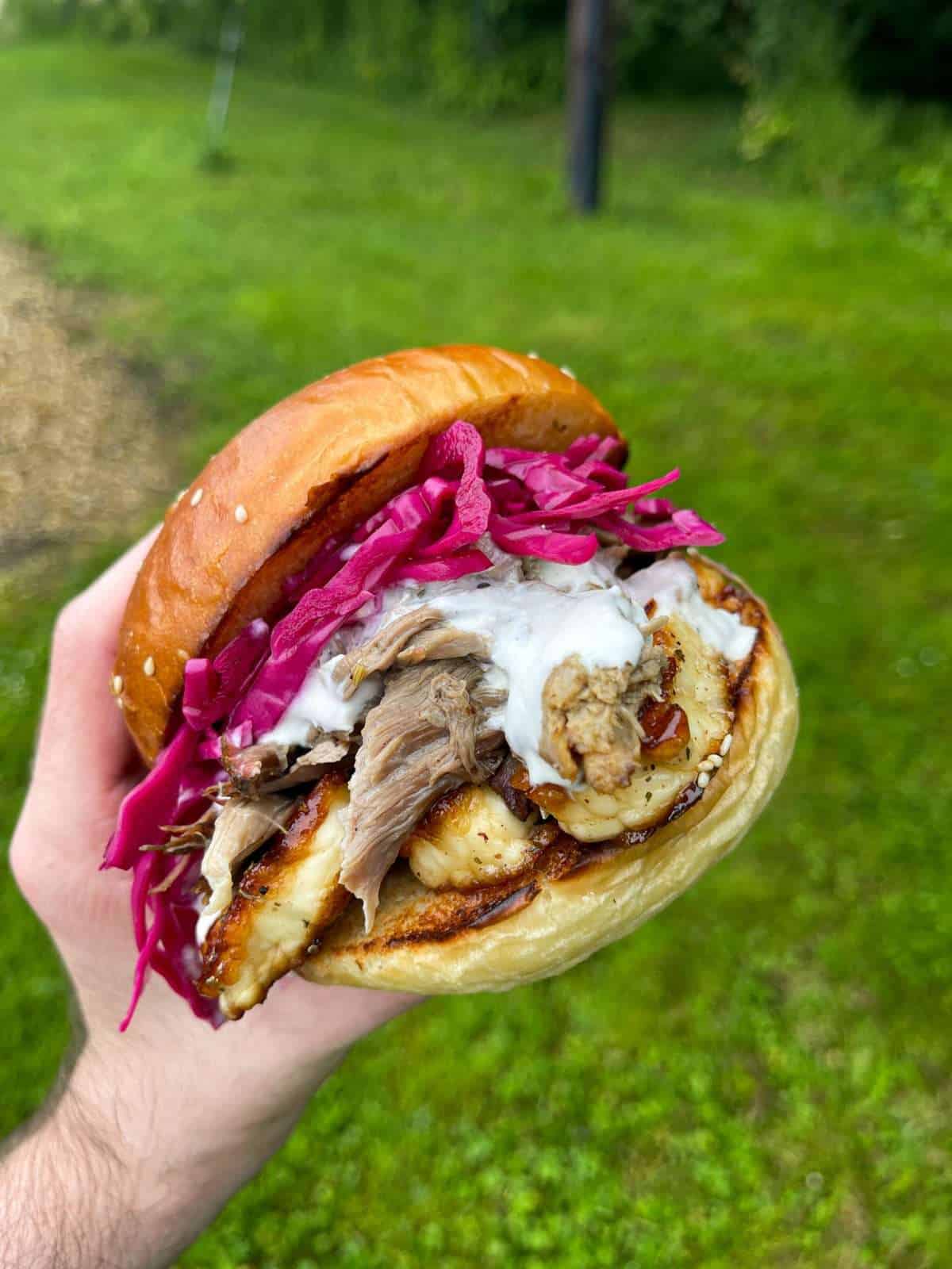 smoked lamb & za'atar halloumi sandwich