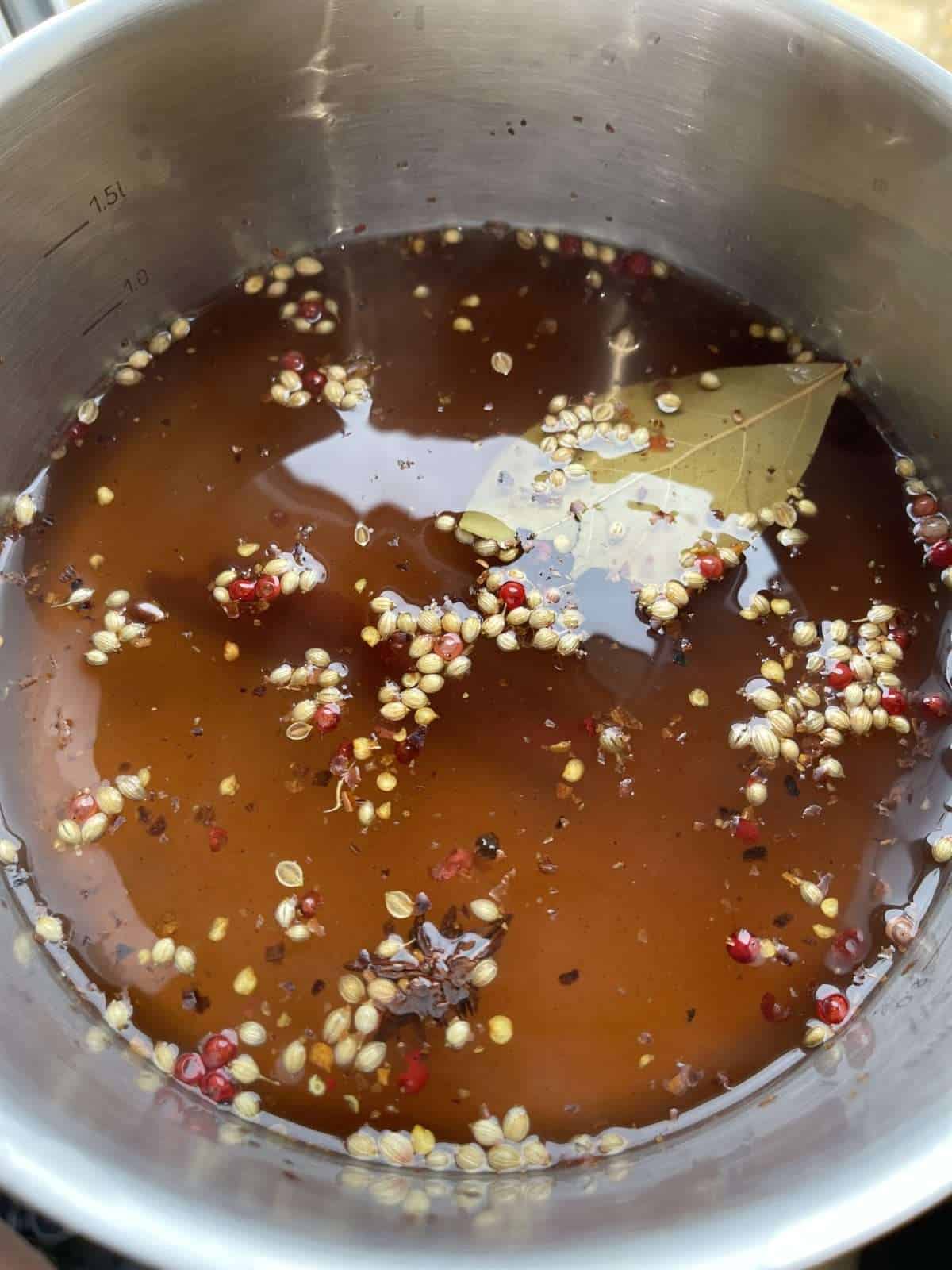 sweet pickle in saucepan