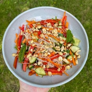 vermicelli noodle salad with nutty sesame dressing