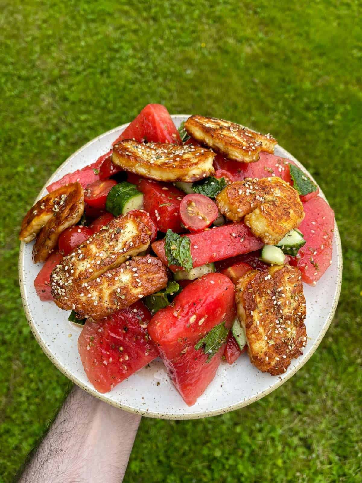 watermelon, fried halloumi & za'atar salad