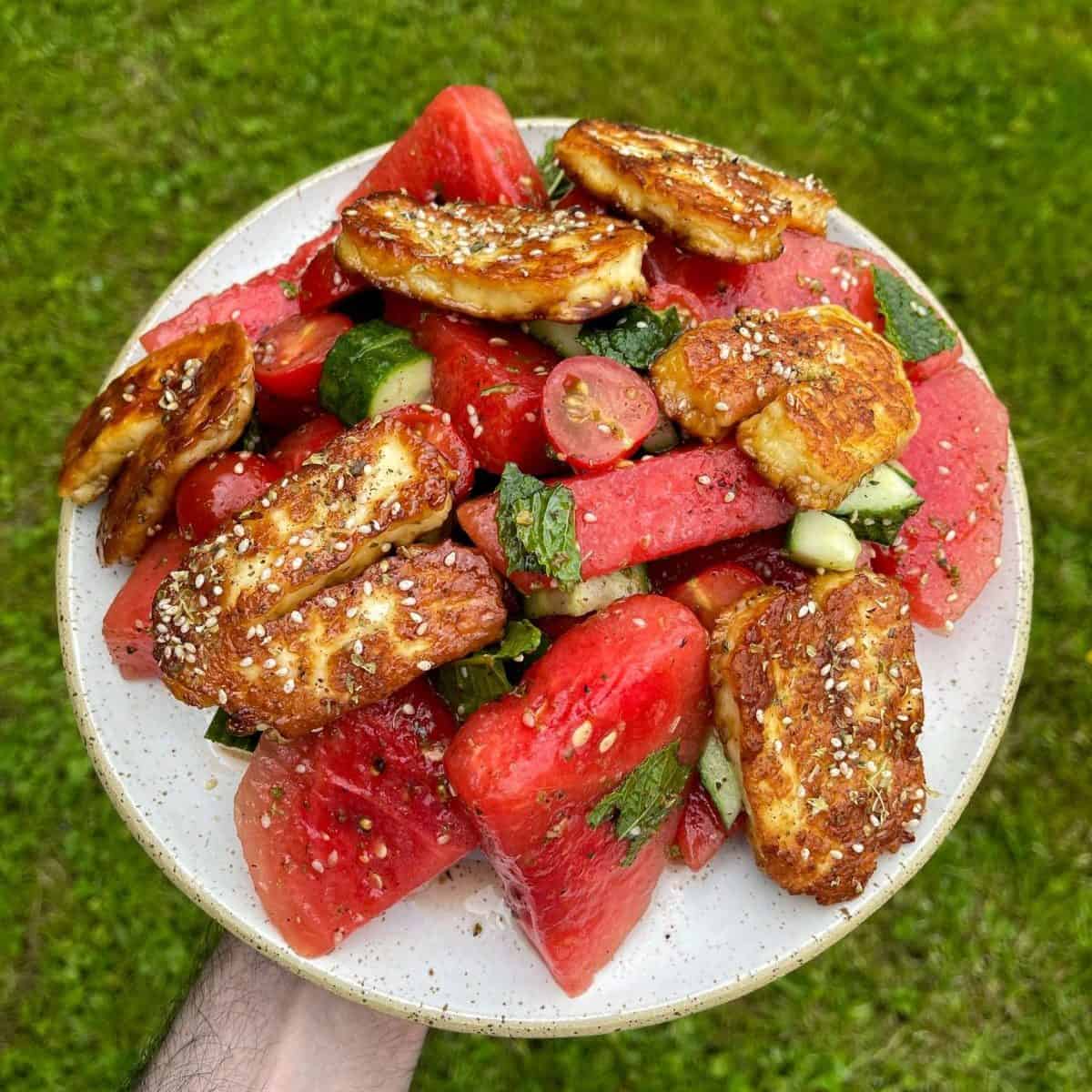watermelon, fried halloumi & za'atar salad