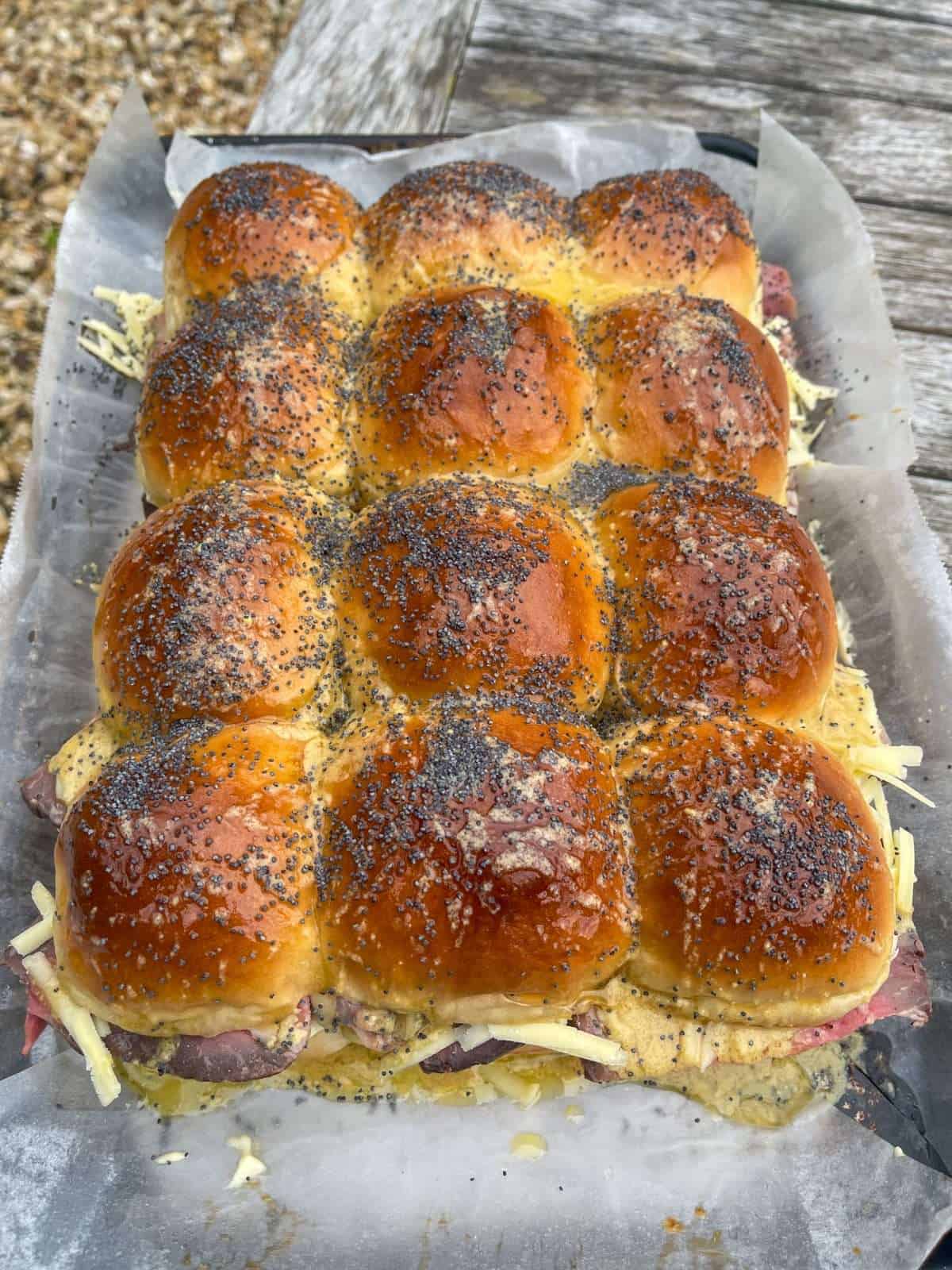 assembled roast beef sliders