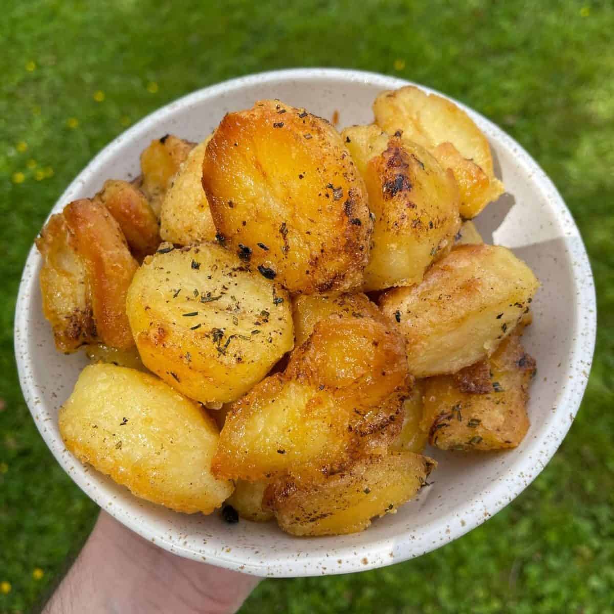 black garlic roast potatoes