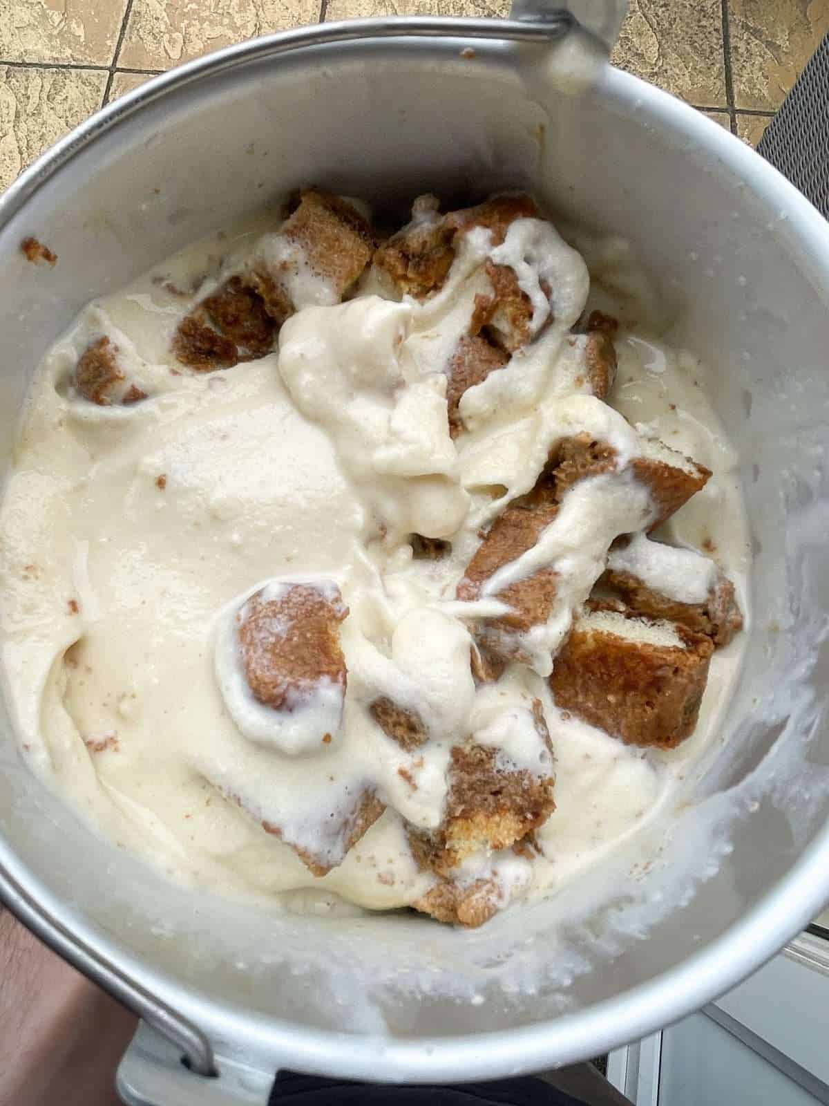 churned mascarpone ice cream with lady finger pieces