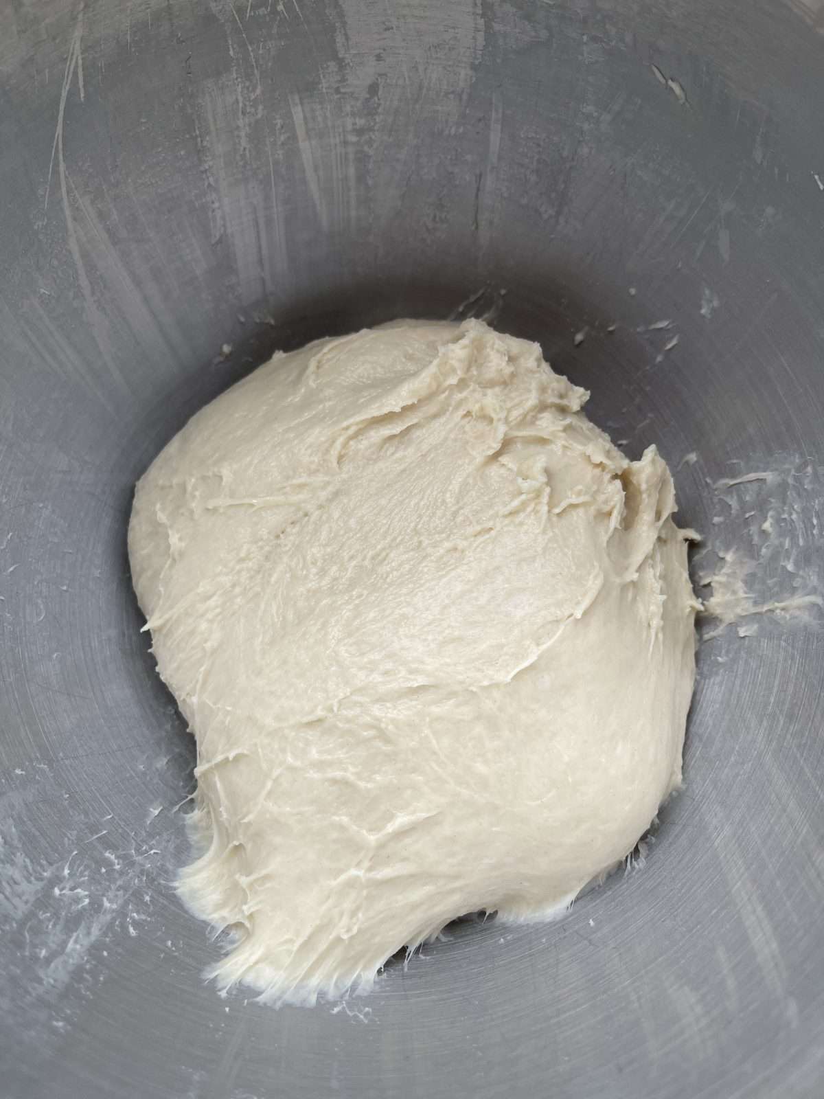 tangzhong dinner roll dough before first rise